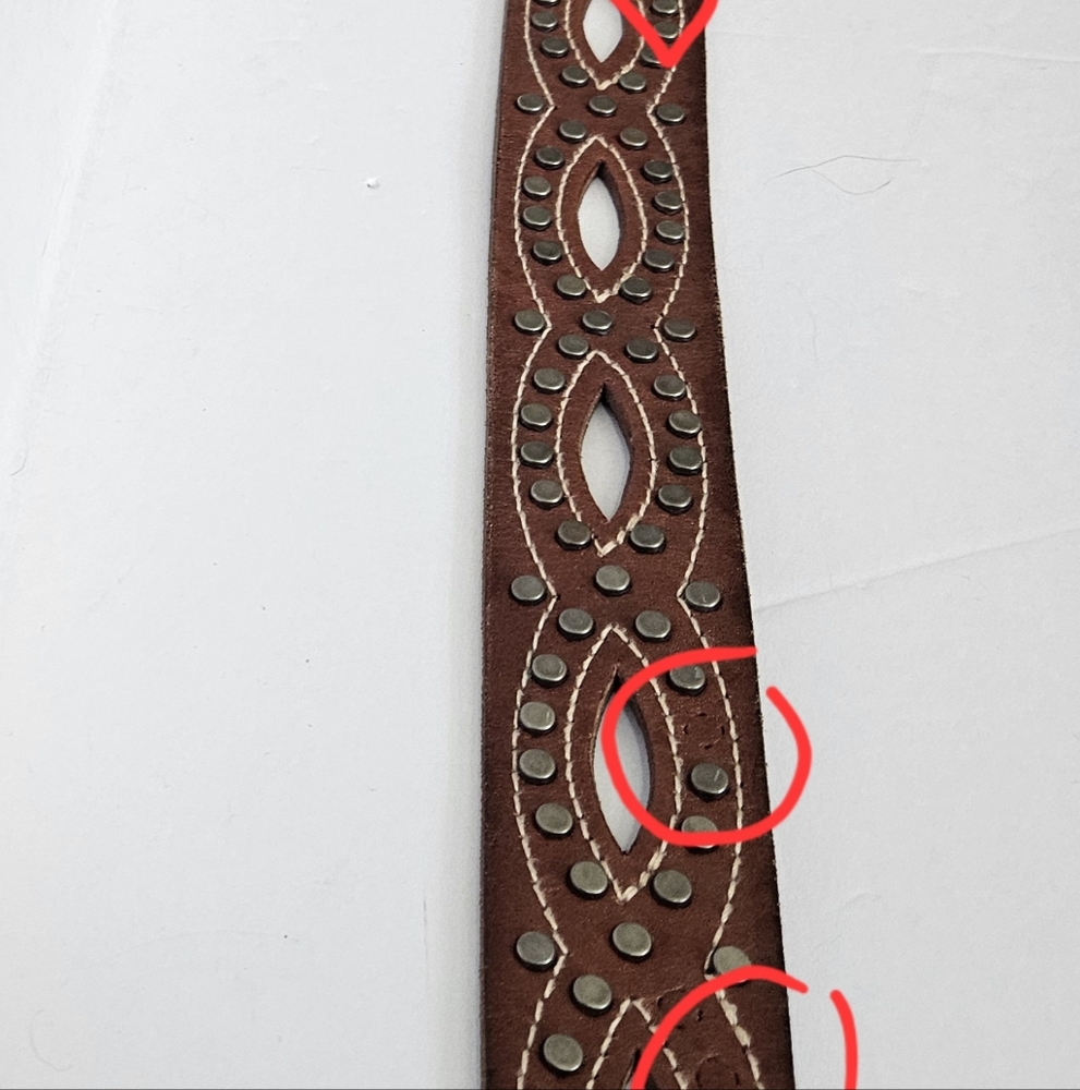 Belt Fossil Leather Studded size Large. - Picture 8 of 9
